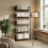 (Rustic Brown, Engineered Wood) 5-Tier Metal Bookshelf Room Divider - Rustic Brown 7