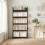 (Rustic Brown, Engineered Wood) 5-Tier Metal Bookshelf Room Divider - Rustic Brown 8
