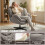 Modern Grey Velvet Wingback Chair – Swivel Base 6