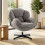 Modern Grey Velvet Wingback Chair – Swivel Base 3