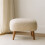 Beige Square Footstool – Boucle & Solid Wood 1