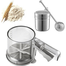 Tamizador de Harina, Tamizador de Harina de 3 Tazas, Tamizador para Hornear, Tamizador de Mano para Hornear, Doble Filtro para Alimentos, para Hornear