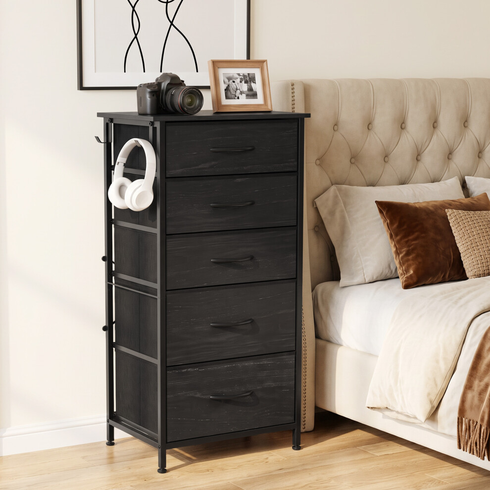 HOMCOM Fabric Chest of Drawers, 5 Drawer Dresser for Bedroom, Black - Image 5