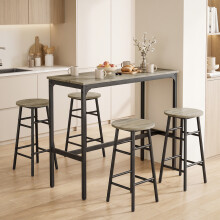 HOMCOM 5 Piece Bar Set, Industrial Kitchen and Chair Set Grey Wood Effect