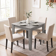 HOMCOM Dining Table for 4, 80L x 80W x 75Hcm, Grey Wood Effect