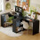 Homcom HOMCOM 110 cm L-Shaped Desk, Small Computer Desk with Fabric Drawer, Black 8