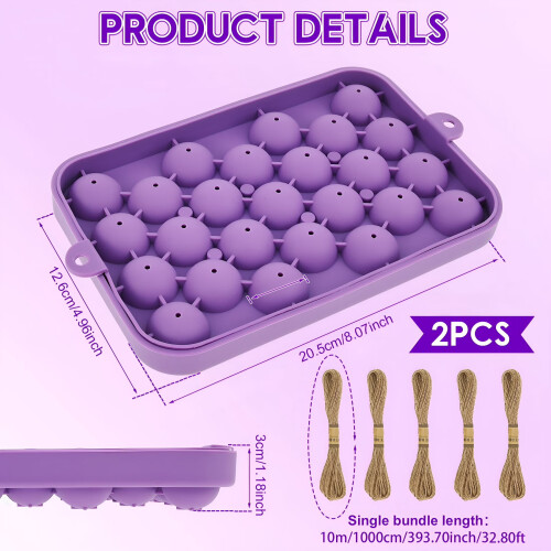 Grape Soap Mold Silicone DIY Kit, 2 Molds with 5 Twine, Handmade Soap Making Craft Set 2