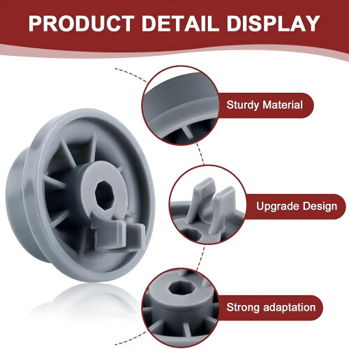 Dishwasher Wheels Lower Rack Replacement, 8 Pack, Fit for Dishwasher, Durable Plastic 2