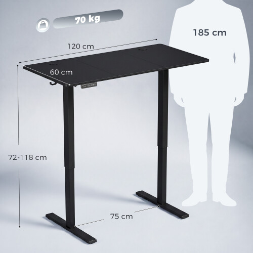 Homcom (Black) HOMCOM Standing Desk Memory Control Adjustable 2
