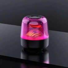 (Pink) L17A Colorful Light Wireless Bluetooth Speaker Glass Mini Speaker