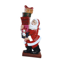 Weihnachtsmann-Statue aus Kunstharz mit Geschenkbox – Sammlerstück