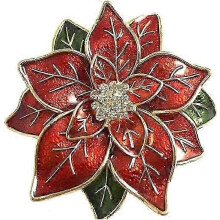 Broche de Noël poinsettia rouge pour filles, bijou cadeau floral pour les fêtes