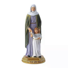 Statuetta rinascimentale di Sant'Anna con la Vergine Maria, alta 20 cm, decorazione cristiana per la casa.