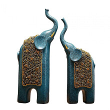 Set di 2 statuette di elefanti, decorazione da collezione, ideale come regalo per la nuova casa.