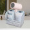 Supporto da parete in legno per asciugacapelli, organizer da bagno per accessori per capelli e cosmetici. 3