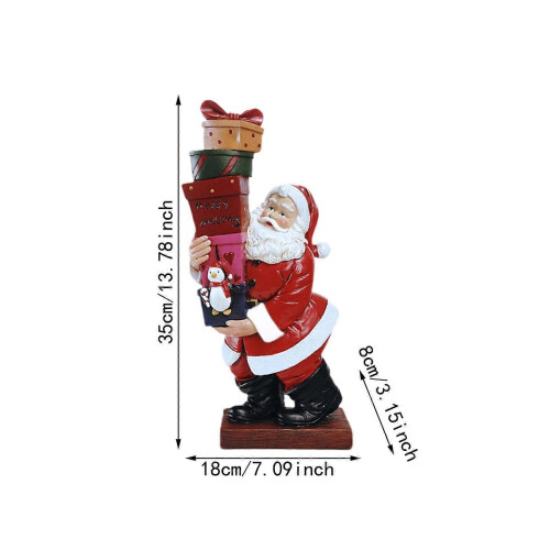Weihnachtsmann-Statue aus Kunstharz mit Geschenkbox – Sammlerstück 1