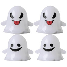 4er-Pack Halloween-Geister-LED-Lampen mit niedlichen Gesichtsausdrücken für gruselige Heimdekoration