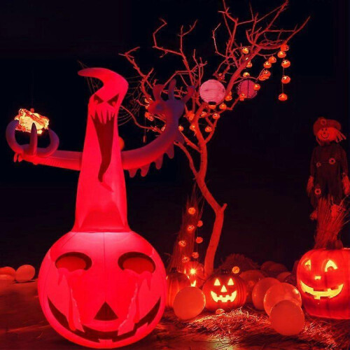 120 cm oppblåsbart spøkelsesgresskar med LED-lys Halloween-dekor 1