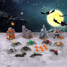 2025 Halloween żywiczne sztuczne pająki nietoperze dynia miniaturowe akcesoria dekoracyjne