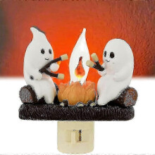 Nocna lampka w kształcie ducha z ogniska, słodka symulacja migotania 3D, Halloween 2025, prezent do domu