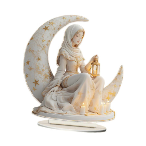 2D-Feenstatue im Mond – Figur für Schlafzimmer, Büro oder Bücherregal 1