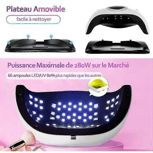 Lampada asciugaunghie UV LED portatile da 280 W con 66 LED e 4 timer (10/30/60/99 secondi). 1