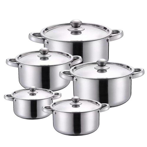 Rostfri gryta med handtag, 5-pack, för hem och restaurang 1