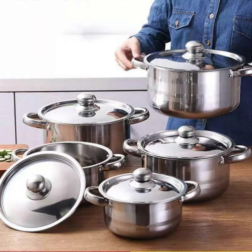 Rostfri gryta med handtag, 5-pack, för hem och restaurang 2