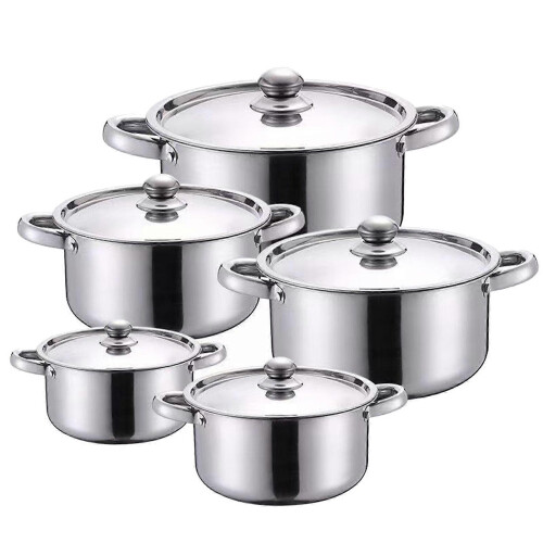 Rostfri gryta med handtag, 5-pack, för hem och restaurang