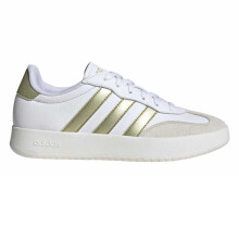 (5 UK, White/Gold) Adidas Mens Barreda 3 Stripes Low Platform Trainers