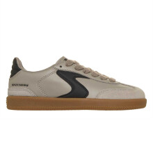 (3 UK, Taupe) Skechers Boys Hotshot Varsity Leather Trainers