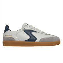 (5 UK, White/Navy) Skechers Boys Hotshot Varsity Leather Trainers