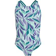 (9-10 Years, Blue) Nike Girls Leaf Print One Piece Swimsuit