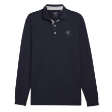 (S, Navy/Ash Grey) Puma Mens Cloudspun Midweight Long-Sleeved Polo Shirt