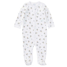 (6 Months, White/Blue) Ralph Lauren Baby Teddy Bear Sleepsuit