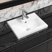 Limoge 5004-51 Ceramic 51cm Mid-Edge Inset Basin with Dipped Bowl