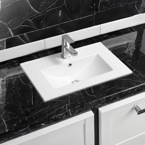 Limoge 4003-61 Ceramic 61cm Thin-Edge Inset Basin with Deep Scoop