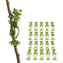 (20pcs) 20Pack Frog Plant Ties Cute Garden Stakes for Indoor Outdoor Plants Flexible Soft Rubber Twist Ties for Cable Organizer