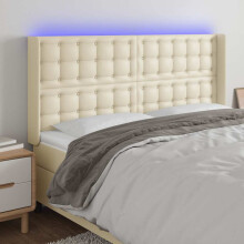 vidaXL LED Kopfteil Creme 183x16x118/128 cm Kunstleder