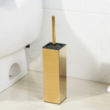 Stainless Steel Toilet Brush Holder, Floor Standing Model, for Bathroom and Hotel (Golden)