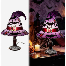 Halloween Hexenhut Tischlampe aus Harz, sanftes warmes LED-Licht, Vintage-Nachtlicht für den Schreibtisch, gruselige Dekoration für den Innenbereich