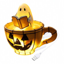 Halloween Figure Desk and Side Table Light, USB Resin Cup Lamp for Shelf Display, Indoor Accent, Fall Table Decor, Multicolor Decorative L