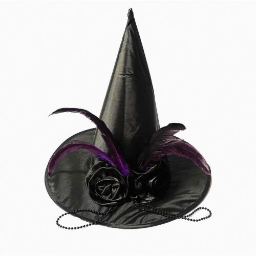 Halloween Witch Hat, Black Wizard Cap for Halloween Party, Cosplay Costume Accessory