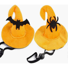 2 Pack Halloween Pet Hats Spider Bat Witch Hats Cute Wizard Costume Accessories Adjustable for Dogs and Cats