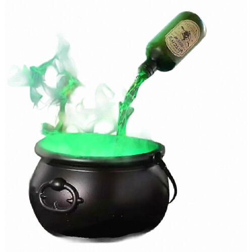 Halloween Indoor Decorations, Cauldron Decor with Floating Potion Bottles and Diffuser Light Effect