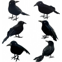 Realistiset mustat höyhenkorppikotkat halloweenkoristeeksi sisä- ja ulkokäyttöön, elävän näköinen lintupari