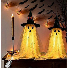2 kpl halloween-koristeet sisäkäyttöön, aavekoriste kaukosäätimellä, juhlien koristeet, karmiva aavevalo kotiin ja toimistoon