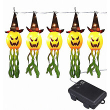 Halloween-Laternen mit 5 LED, batteriebetrieben, mit Timer, 3D orangefarbenes Licht für Halloween-Dekorationen