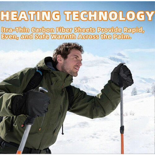 USB Heated Fingerless Gloves for Men, Double Sided Heating, Foldable with Finger Cots, Rechargeable Work Gloves 2
