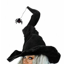 Halloween heksenhoed voor volwassenen, puntige verkleedhoed met tule en bloem, geschikt voor rollenspel, zwart, elegant ontwerp